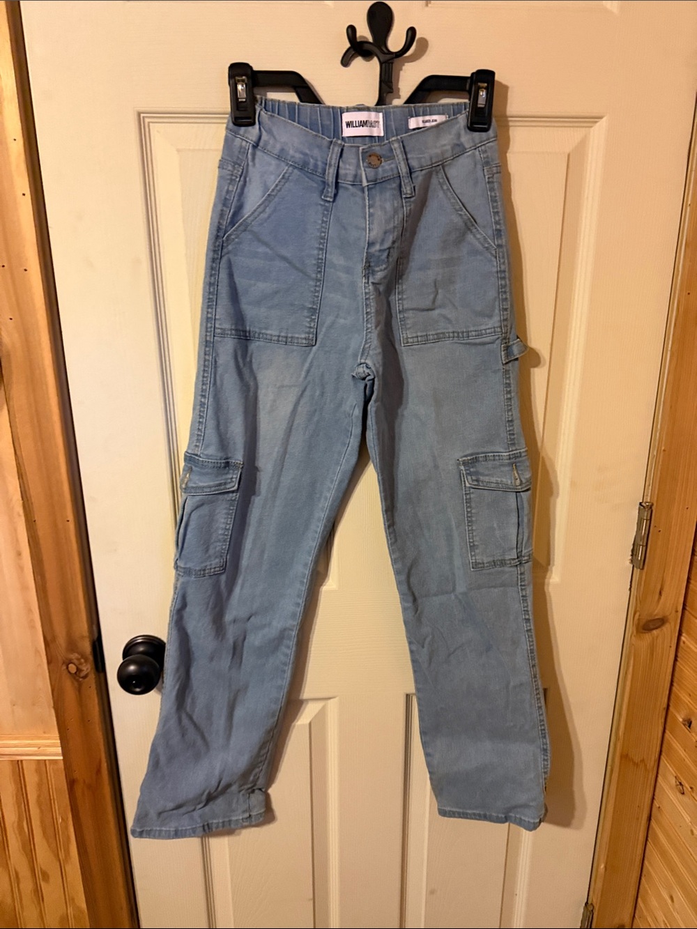 William Rast Light Blue High-Rise Cargo Jeans